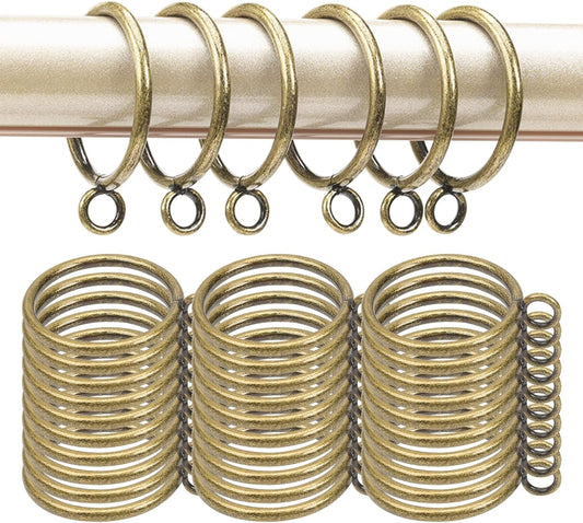 30 Pcs 1.5-Inch Inner Diameter Metal Curtain Rings with Eyelets,Fits up to 1.25 Inch Rod,Roman Rod Ring，Black Curtain Ring,Brass Curtain Ring,Silver Curtain Ring (Bronze Curtain Ring)