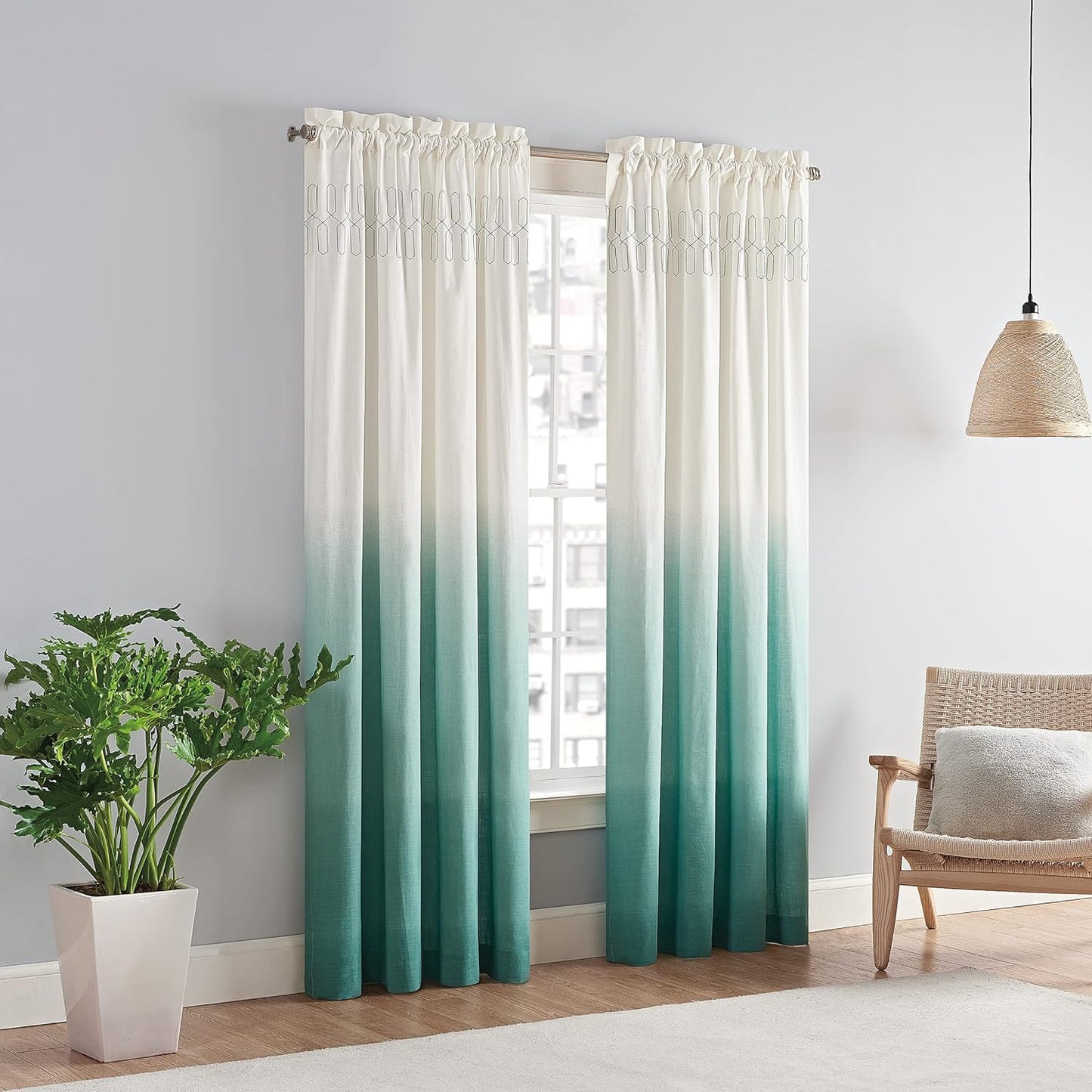 Vue Arashi Modern Boho Decorative Ombre Rod Pocket Window Curtain for Living Room (1 Panel), 52 in X 63 In, Grey  Keeco LLC Teal 52 In X 84 In 