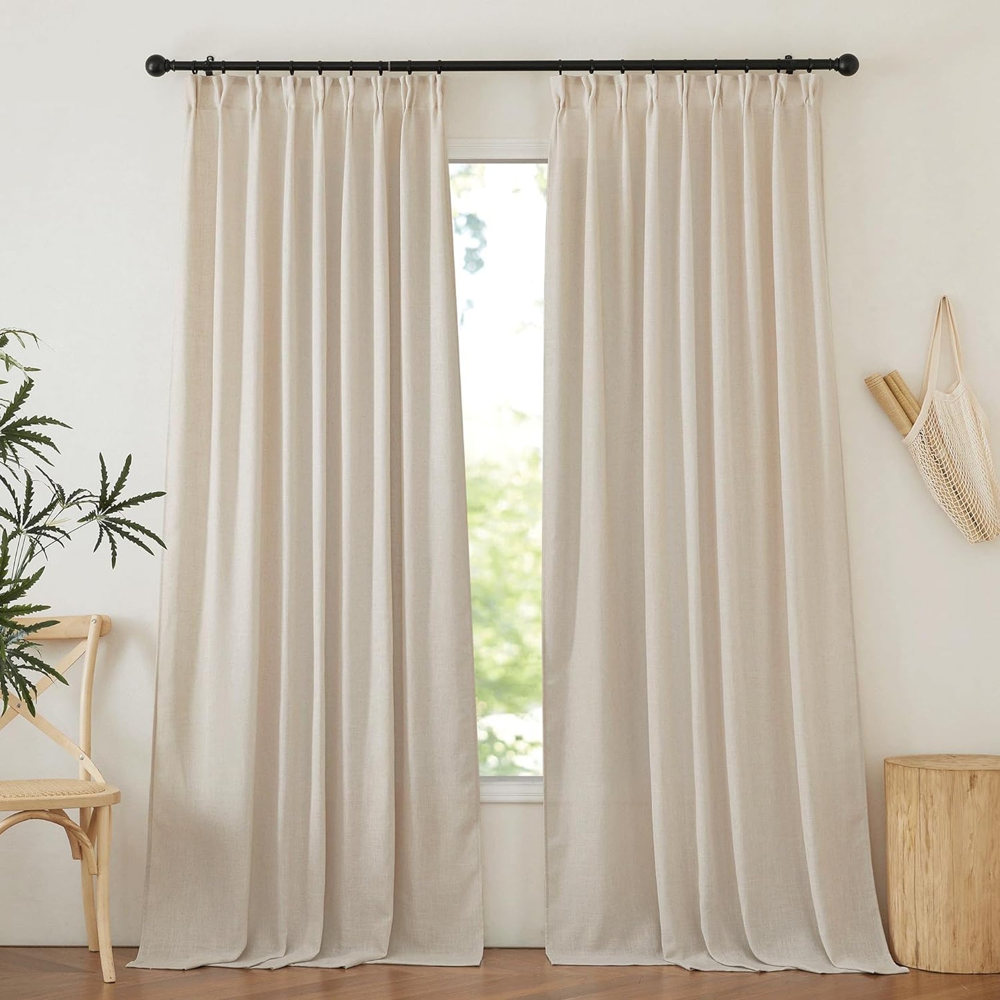 NICETOWN White Curtains Sheer - Semi Sheer Window Covering, Light & Airy Privacy Rod Pocket Back Tab Pinche Pleated Drapes for Bedroom Living Room Patio Glass Door, 52 X 63 Inches Long, Set of 2  NICETOWN Cream W52 X L84 