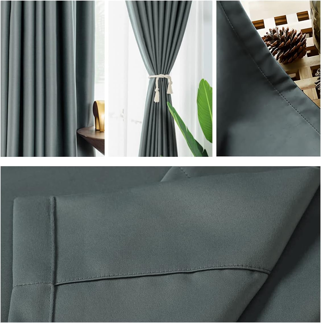 IYUEGO Pinch Pleat Solid Thermal Insulated 95% Greyout Patio Door Curtain Panel Drape for Traverse Rod and Track, Grey 52" W X 96" L (One Panel)  I Love Curtains   