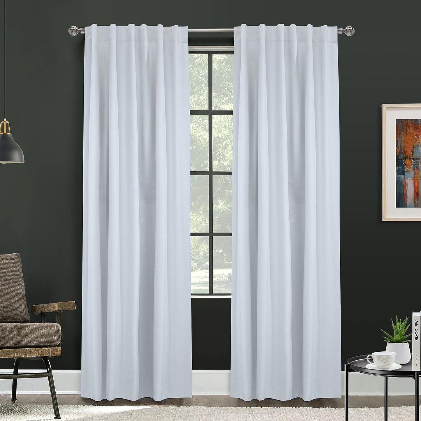 Loft Living Barry Total Blackout Textured Dual Header Curtain Panel 52" X 95" in Silver  Commonwealth Home Fashions White 52" X 95" 