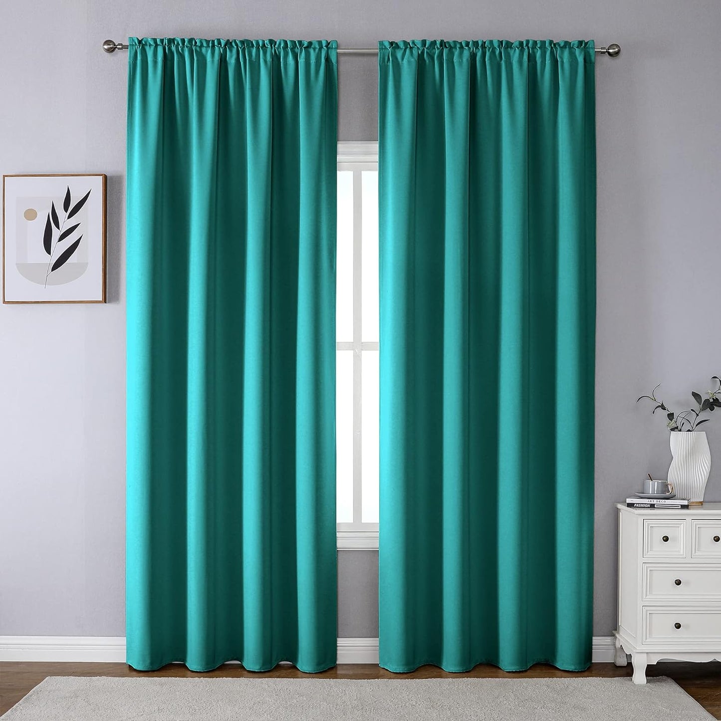 CUCRAF Blackout Curtains 84 Inches Long for Living Room, Light Beige Room Darkening Window Curtain Panels, Rod Pocket Thermal Insulated Solid Drapes for Bedroom, 52X84 Inch, Set of 2 Panels  CUCRAF Turquoise 52W X 95L Inch 2 Panels 