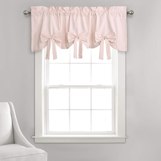 Lush Decor, 18" X 52", Blush Melody Bow Window Curtain Valance, 2" Header