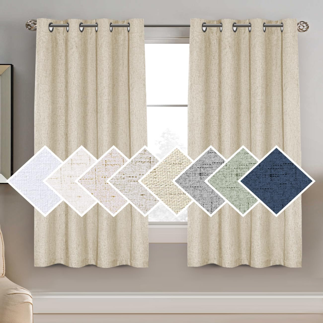 H.VERSAILTEX 100% Blackout Curtains for Bedroom Thermal Insulated Linen Textured Curtains Heat and Full Light Blocking Drapes Living Room Curtains 2 Panel Sets, 52X84 - Inch, Natural  H.VERSAILTEX Bleached Sand 1 Panel - 52"W X 63"L 