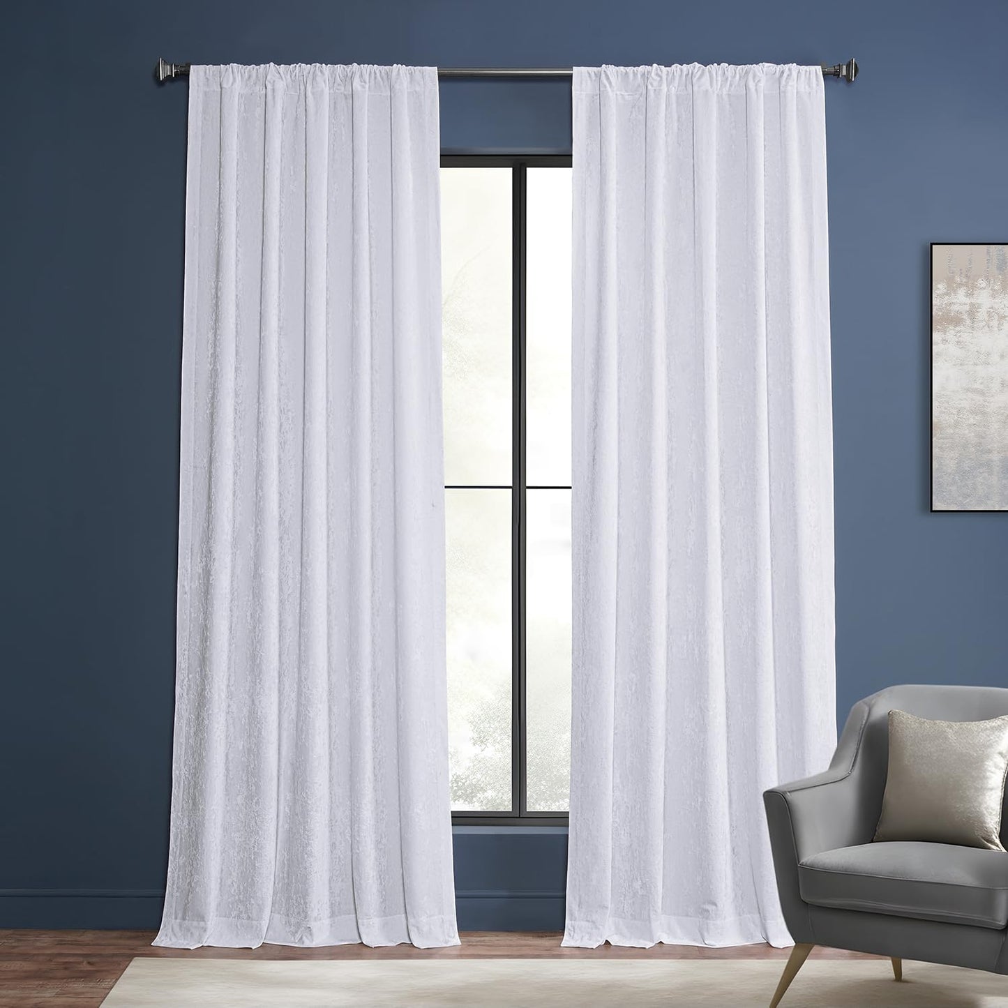 HPD Half Price Drapes Lush Crush Velvet Curtains - Room Darkening Curtain 96 Inches Long for Bedroom & Living Room, Luxury Look, Rod Pocket Design, (1 Panel), 50W X 96L, Taupe  Exclusive Fabrics & Furnishings Pearl White 50W X 108L 