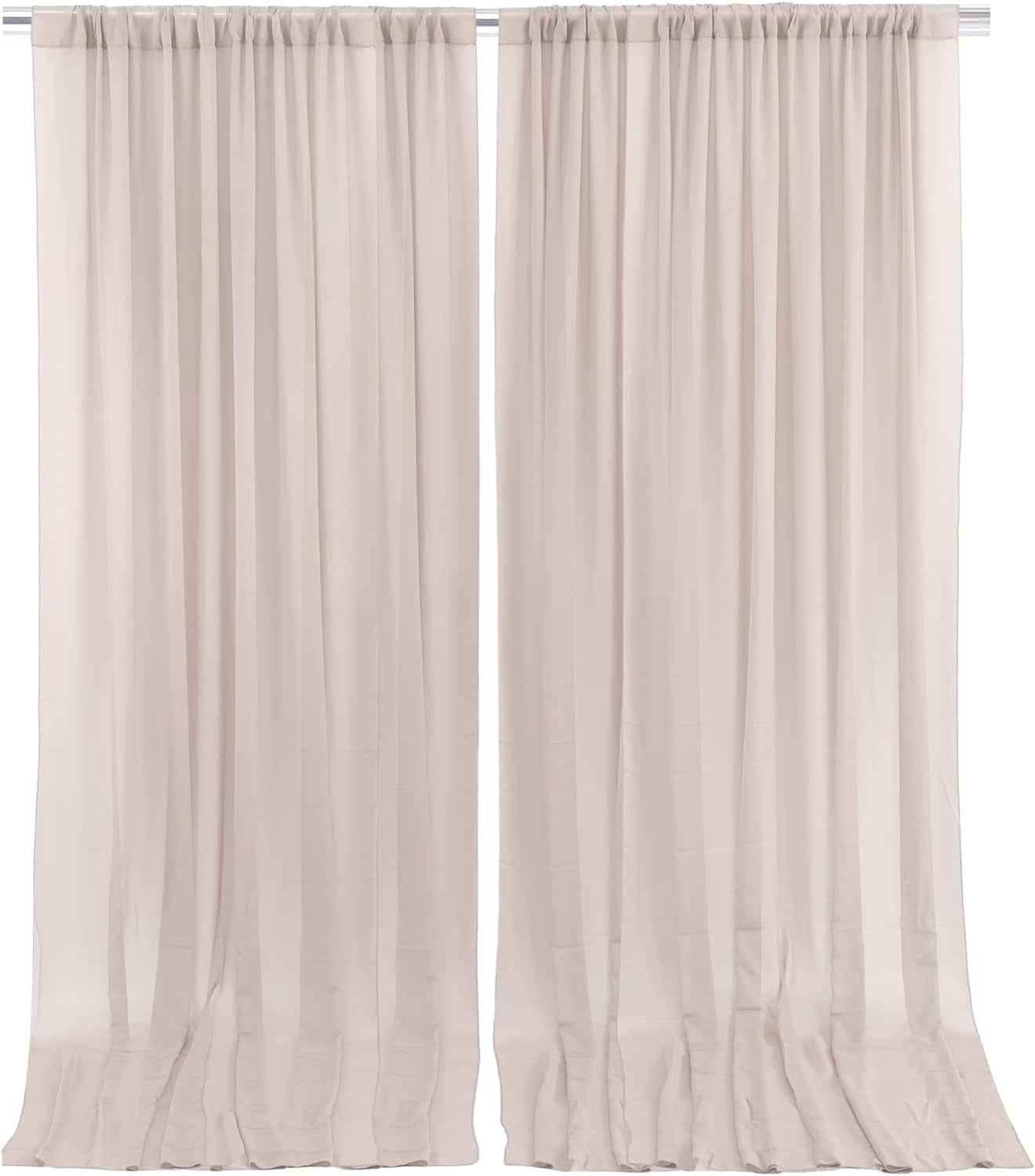 10Ft X 10Ft White Chiffon Backdrop Curtains, Wrinkle-Free Sheer Chiffon Fabric Curtain Drapes for Wedding Ceremony Arch Party Stage Decoration  Wish Care Taupe  