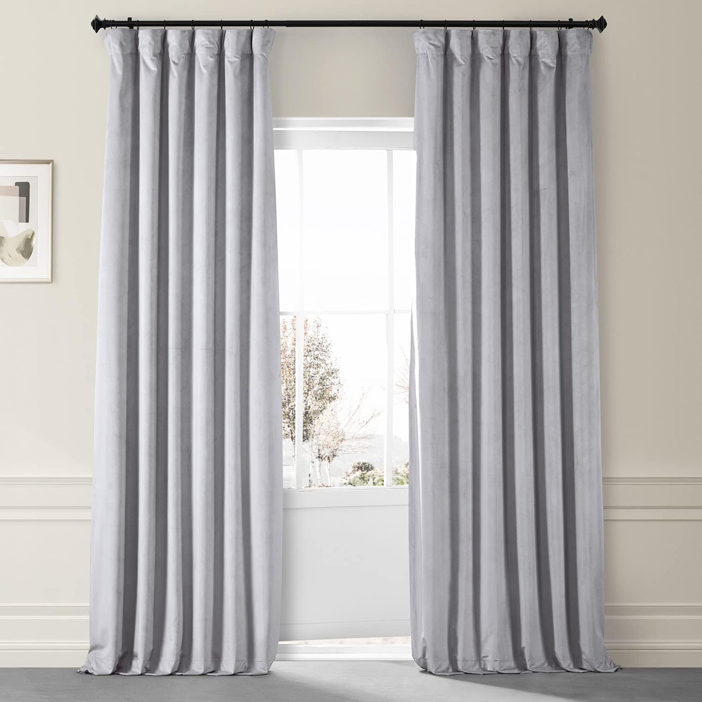 HPD HALF PRICE DRAPES Blackout Solid Thermal Insulated Window Curtain 50 X 96 Signature Plush Velvet Curtains for Bedroom & Living Room (1 Panel), VPYC-SBO198593-96, Diva Cream  Exclusive Fabrics & Furnishings Concrete Grey 50 X 108 