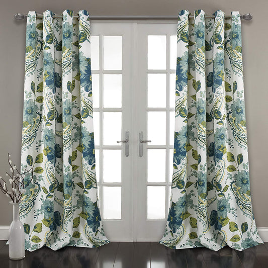 Lush Decor Floral Paisley Light Filtering Window Curtain Panel Pair, 52"W X 84"L, Blue  Triangle Home Fashions 52"W X 84"L  