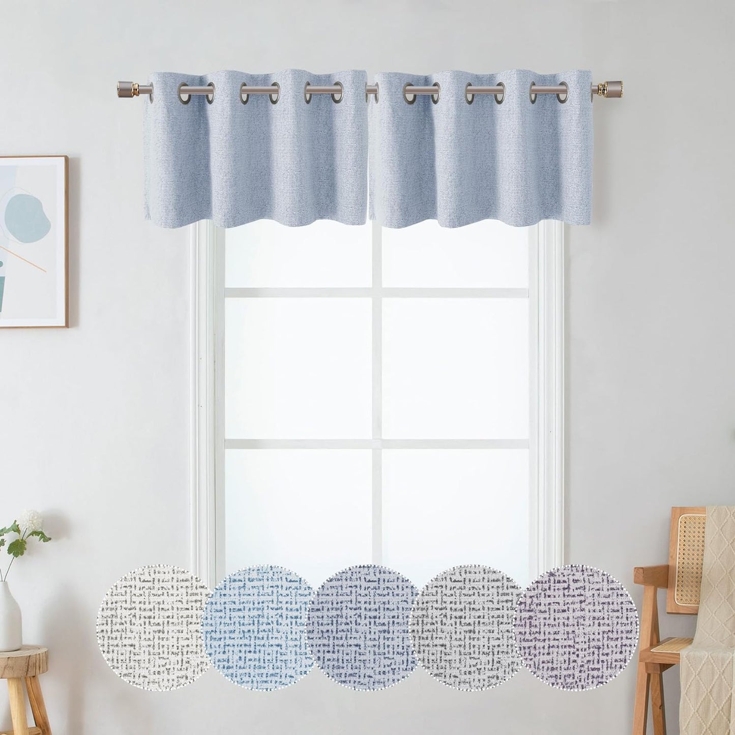 OWENIE Luke Black Out Curtains 63 Inch Long 2 Panels for Bedroom, Geometric Printed Completely Blackout Room Darkening Curtains, Grommet Thermal Insulated Living Room Curtain, 2 PCS, Each 42Wx63L Inch  OWENIE Light Blue 42"W X 14"L | 2 Pcs 