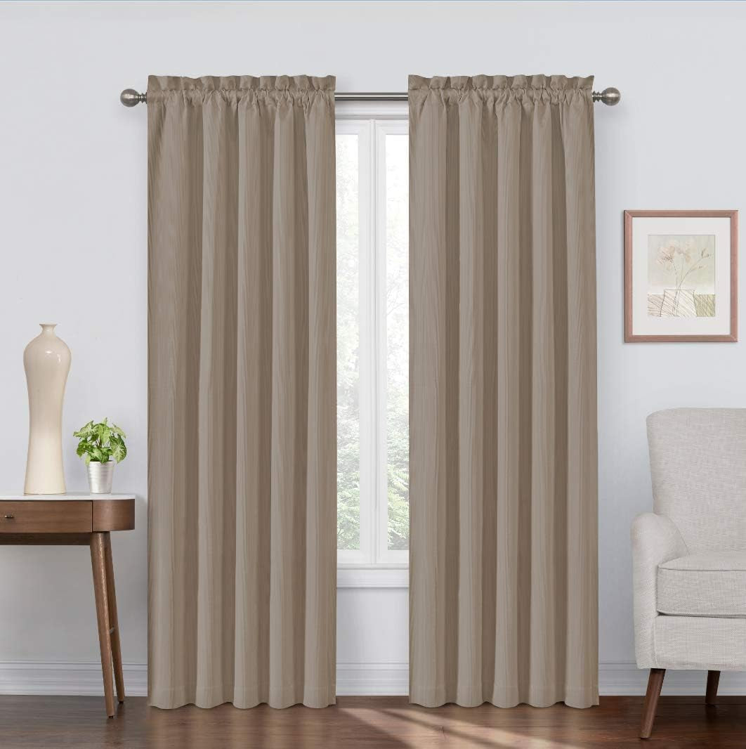 ECLIPSE Corinne Modern Blackout Thermal Rod Pocket Window Curtain for Bedroom or Living Room (1 Panel), 42" X 63", Grey  Keeco LLC Mushroom 42 In X 84 In 