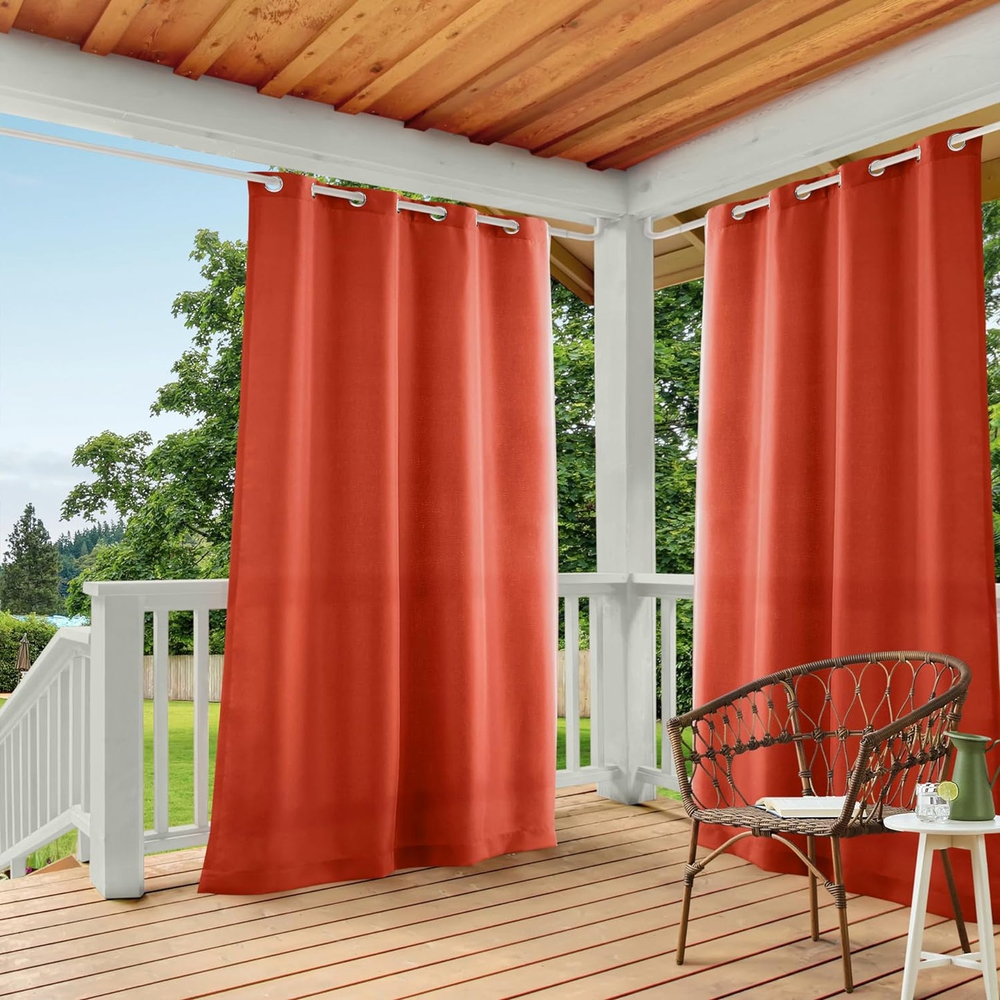 Exclusive Home Cabana Solid Indoor/Outdoor Light Filtering Grommet Top Curtain Panel, 54"X84", Natural, Set of 2  Exclusive Home Curtains Mecca Orange 54X108 