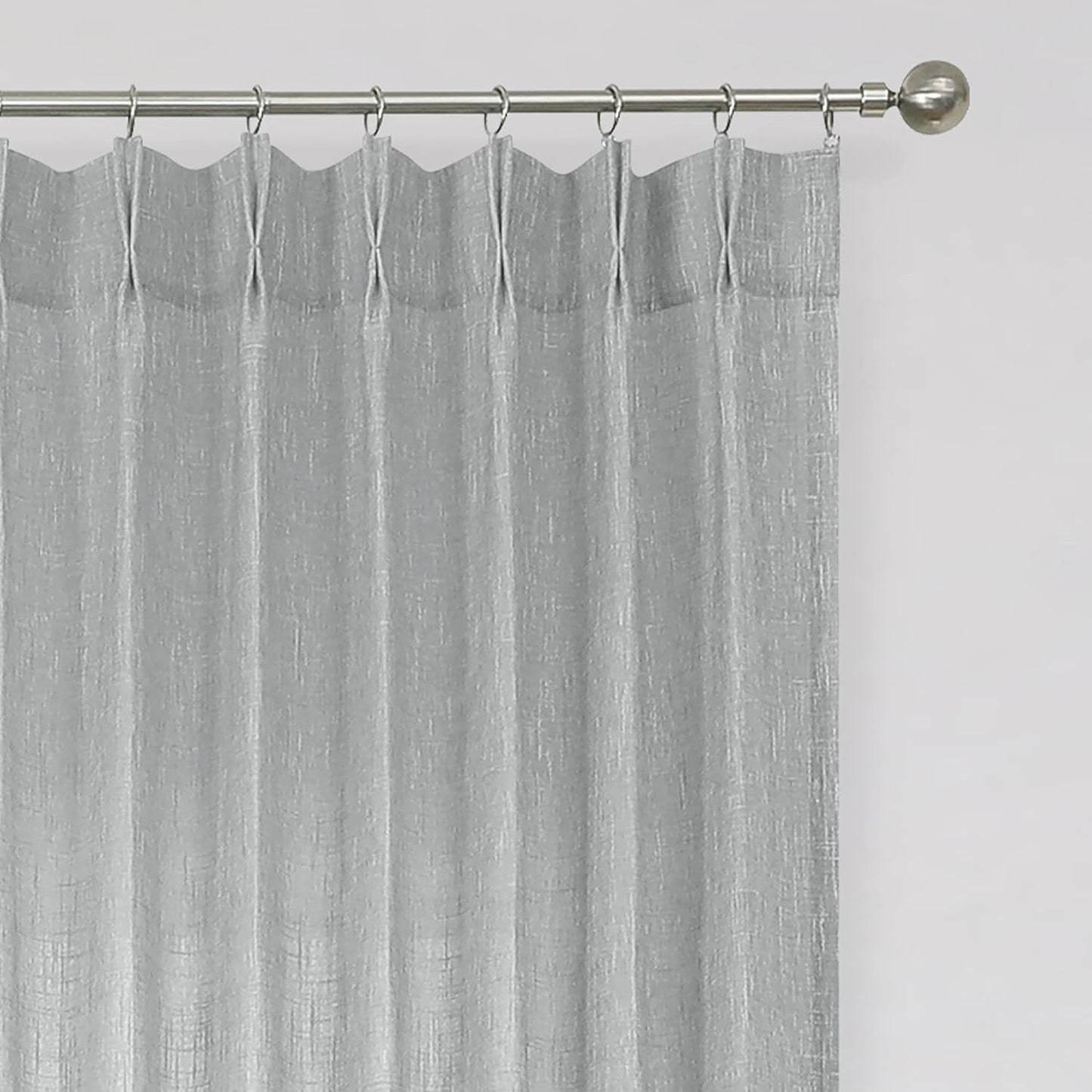 Vision Home Natural Pinch Pleated Semi Sheer Curtains Textured Linen Blended Light Filtering Window Curtains 84 Inch for Living Room Bedroom Pinch Pleat Drapes with Hooks 2 Panels 42" Wx84 L  Vision Home Silver Grey/Pinch 40"X63"X2 
