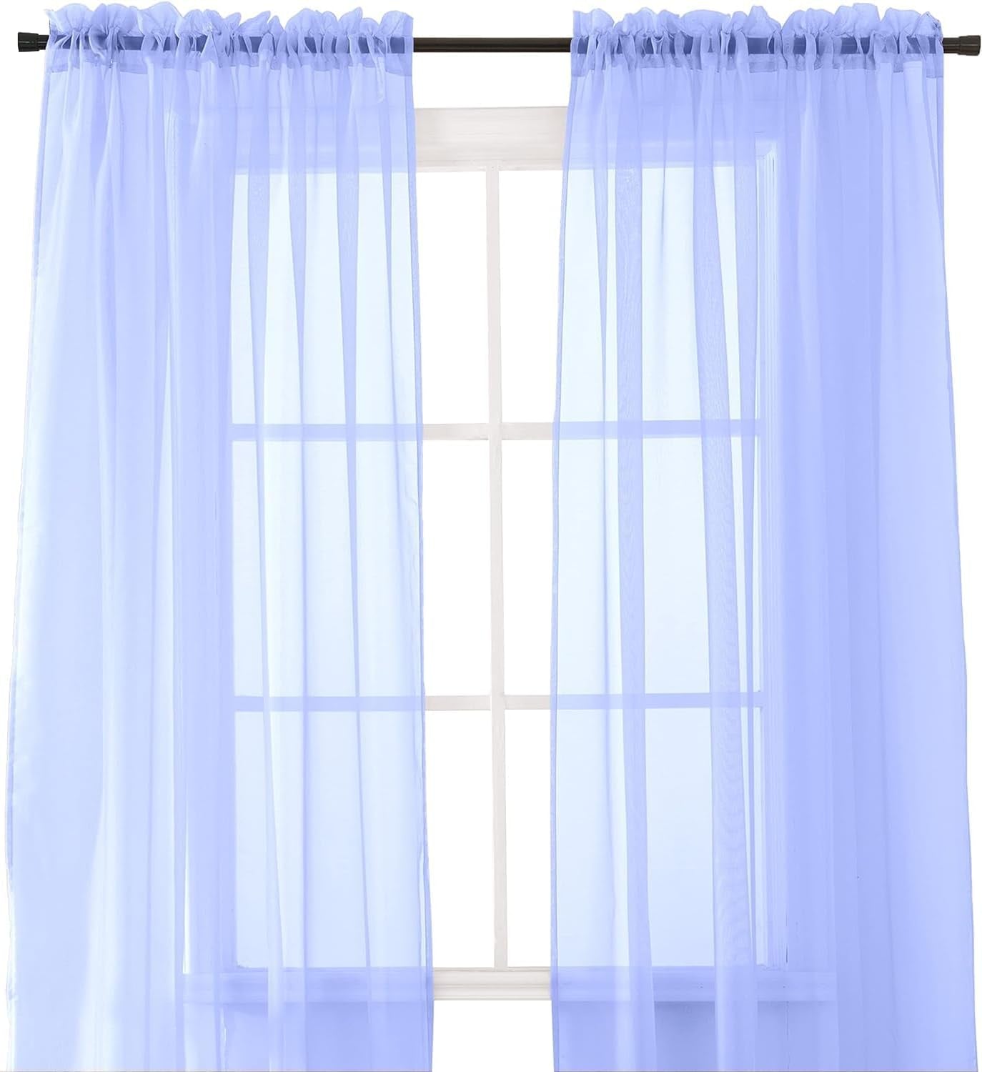 Elegant Comfort 2-Piece Sheer Panel with 2Inch Rod Pocket - Window Curtains 60-Inch Width X 84-Inch Length - Light Blue  Elegant Comfort Lavender 40" X 84" 