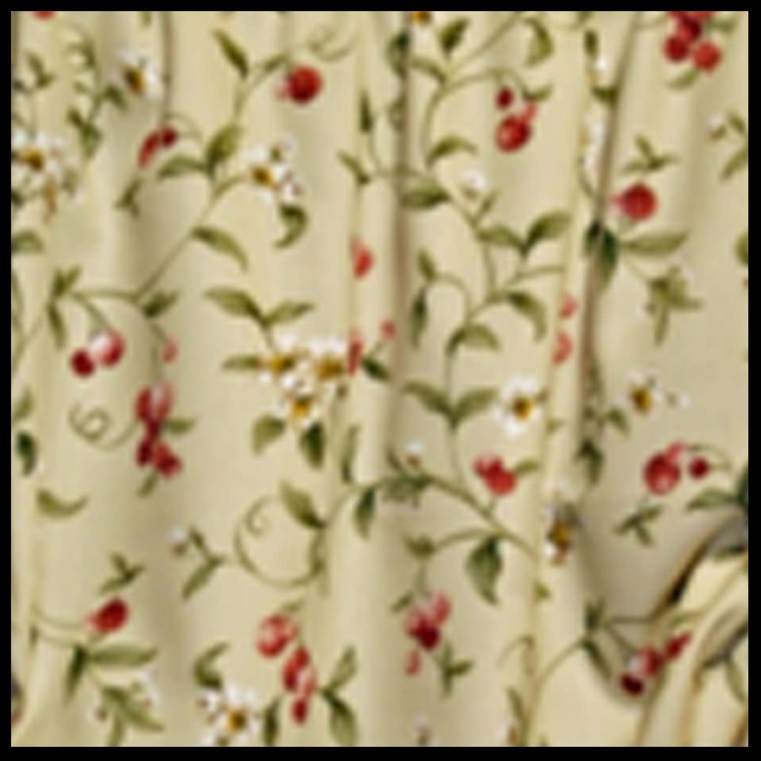 Ellis Curtain Kitchen Collection Cherries Ruffled Valance, Natural