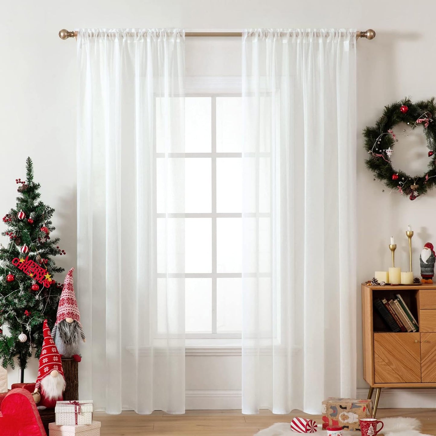 MIULEE White Sheer Curtains 96 Inches Long Window Curtains 2 Panels Solid Color Elegant Window Voile Panels/Drapes/Treatment for Bedroom Living Room (54 X 96 Inches White)  MIULEE Ivory 38''W X 72''L 
