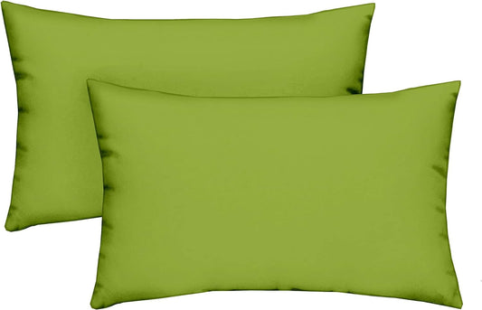 RSH Décor Set of 2 - Indoor/Outdoor Solid Kiwi Green Decorative Rectangle Lumbar Throw/Toss Pillow - Choose Size and Choose Color