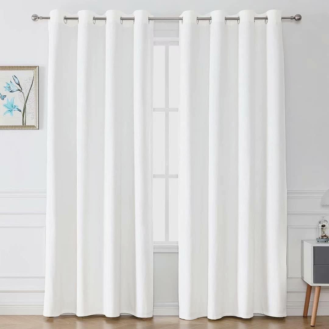 Victree Velvet Curtains for Bedroom, Blackout Curtains 52 X 84 Inch Length - Room Darkening Sun Light Blocking Grommet Window Drapes for Living Room, 2 Panels, Navy  Victree Bleach White 52 X 72 Inches 