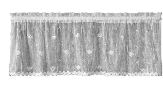 Heritage Lace Bee Valance with Trim, 45 by 15", White