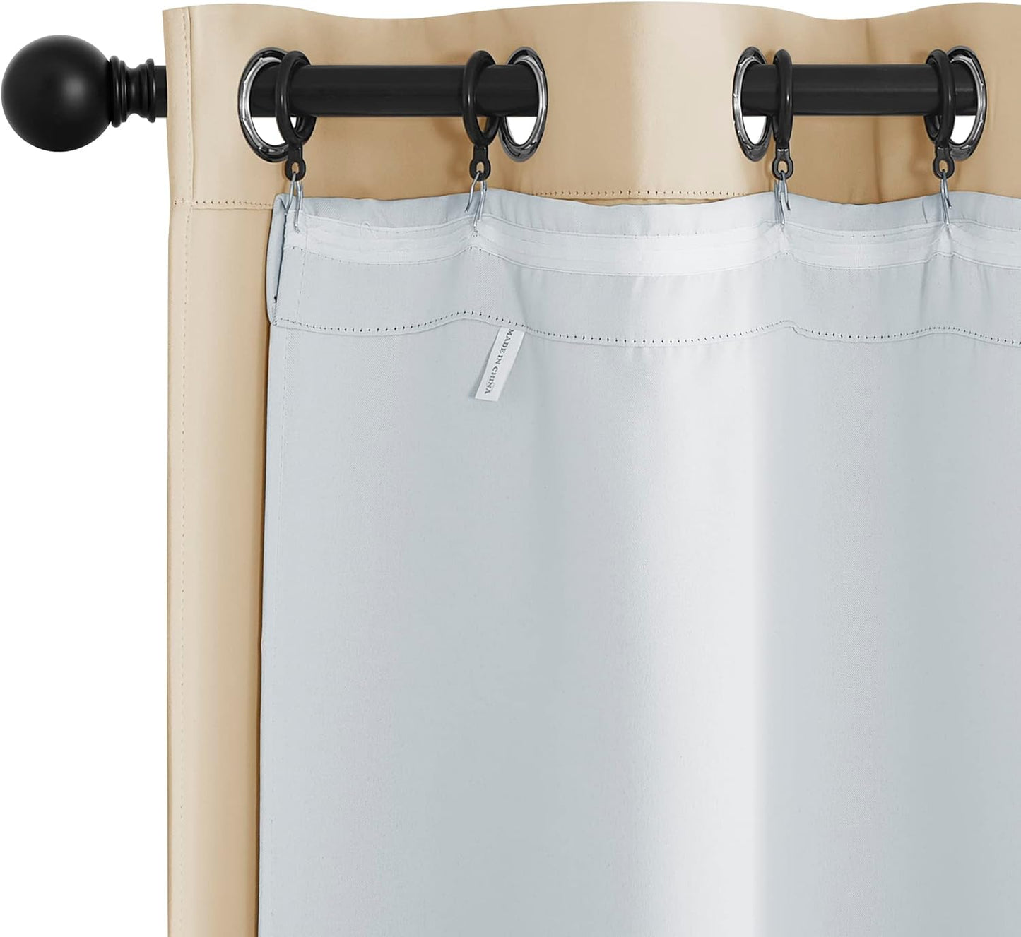 NICETOWN Thermal Insulated Blackout Liner - Blackout Curtain Liner for 63 Inches Drapes, Light Blocking Curtain Liners, Block Out Curtain Liners, Hooks Included, 2 Panels, 45W by 58L Inches  NICETOWN Greyish White 2 X W27" X L68" 