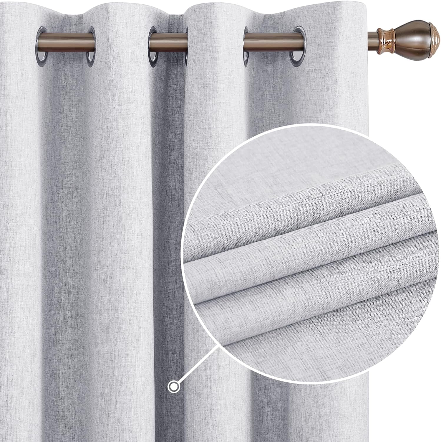 Deconovo Linen Blackout Curtains 84 Inch Length Set of 2, Thermal Curtain Drapes with Grey Coating, Total Light Blocking Waterproof Curtains for Indoor/Outdoor (Light Grey, 52W X 84L Inch)  Deconovo   