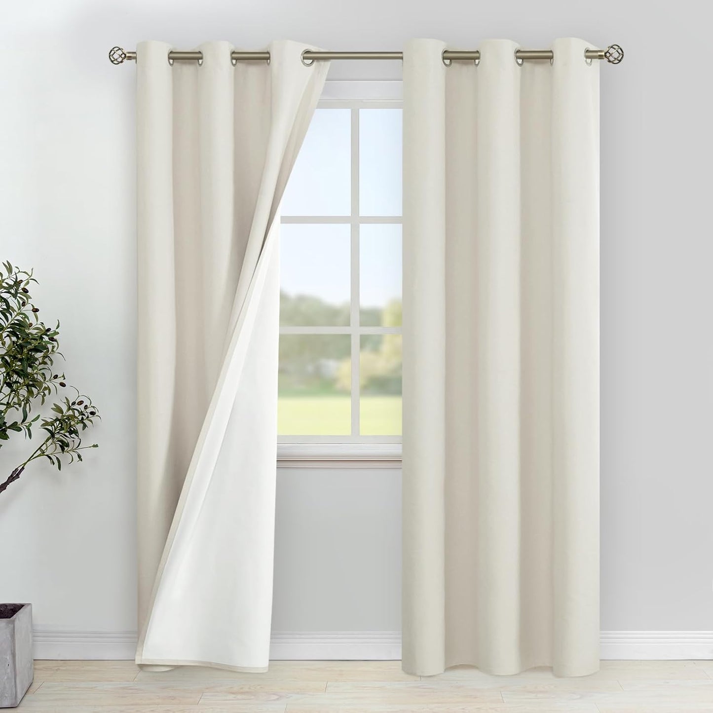 Youngstex Linen Blackout Curtains 63 Inches Long, Grommet Full Room Darkening Linen Window Drapes Thermal Insulated for Living Room Bedroom, 2 Panels, 52 X 63 Inch, Linen  YoungsTex Linen 42W X 84L 