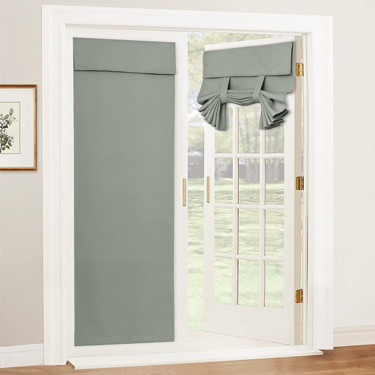 RYB HOME Door Window Curtains for Patio Door, Room Darkening Draft Block Window Shades Privacy Thermal Insulated Blinds for French Door Window Skylight, W26 X L69 Inch, Grayish Green, 1 Panel  RYB HOME   