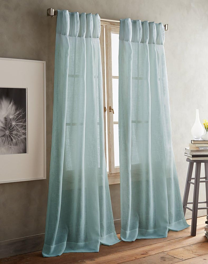 DKNY Paradox Pencil Pleat Sheer Window Curtains for Living Room Panel Pair, 108 Inch, Silver  CHF Aqua 108-Inch Panel Pair 