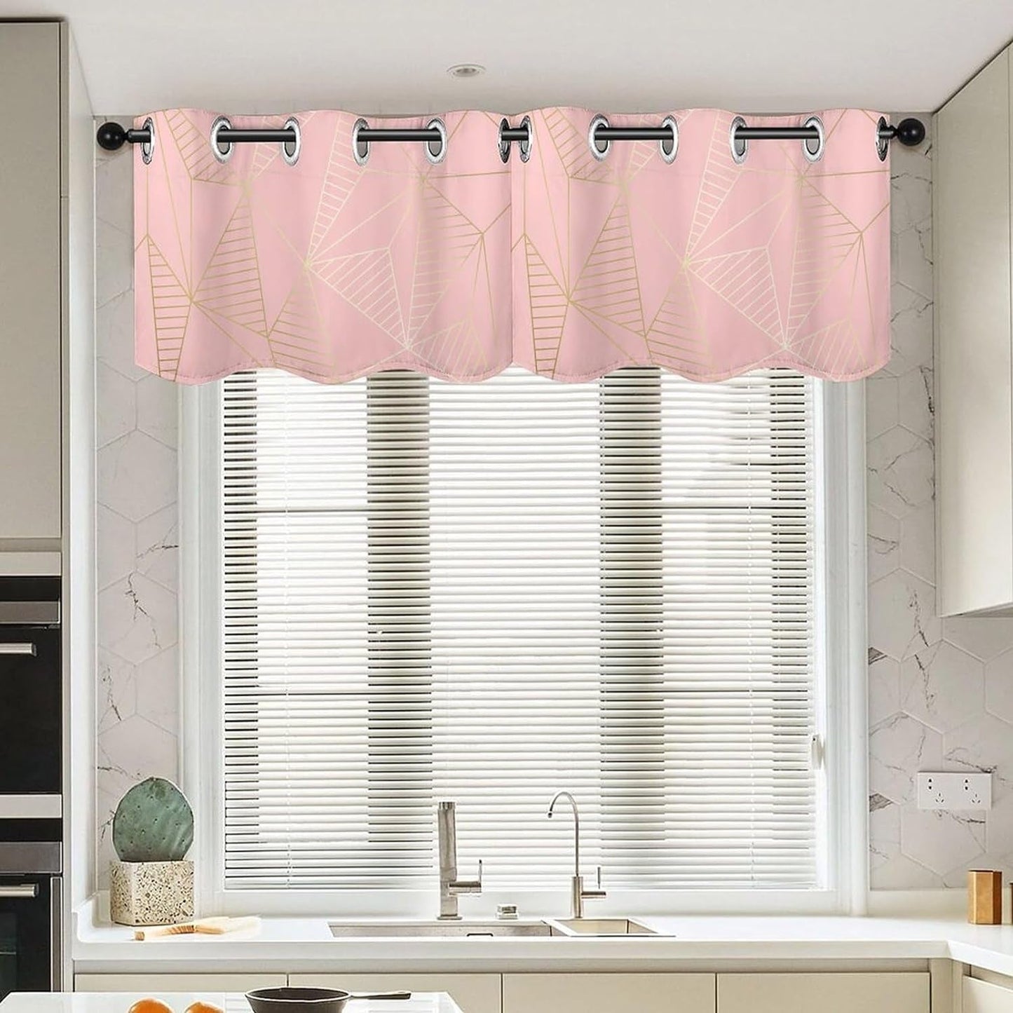 Pink Unicorn Valances for Bedroom Windows 2 Pack Fairy Tale Magic Garden Small Window Valance for Kitchen Bathroom Windows Decor with Grommet 52X18 Inch