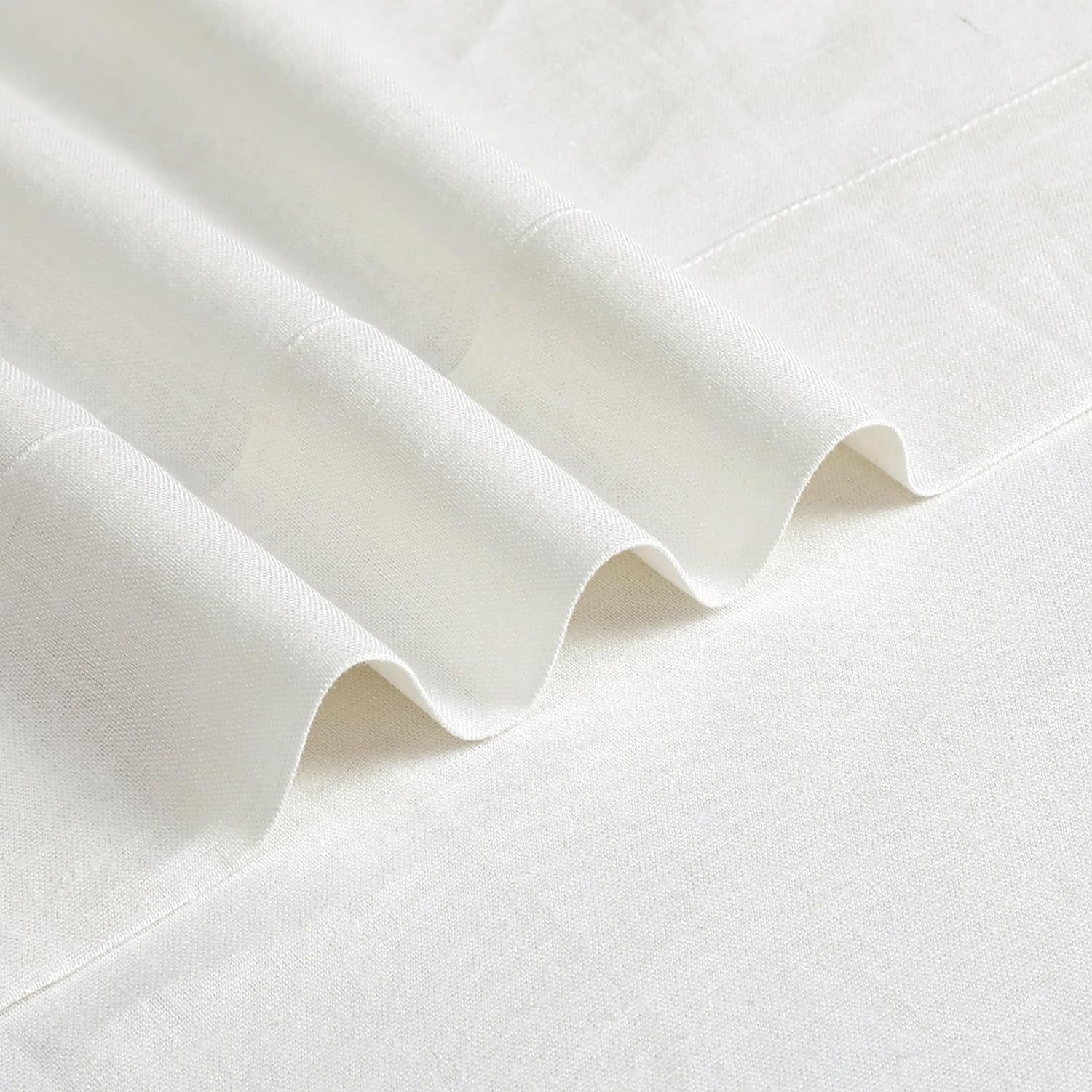 White Pinch Pleated Curtain Semi Sheer Curtain Panel Linen Cotton Blend Decorative Drape 84 Inches Long for Living Room Bedroom Farmhouse Rustic Window Treatment, White, 34"X84"X2  Central Park   