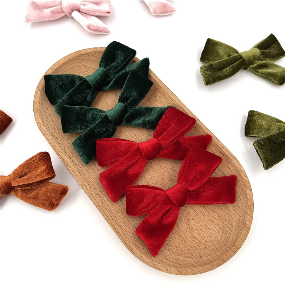 24 Pieces Velvet Bow Hair Clips Barrettes for Baby Girl Hair Bows Alligator Clip Accessories for Little Girls Toddler Kids Teens