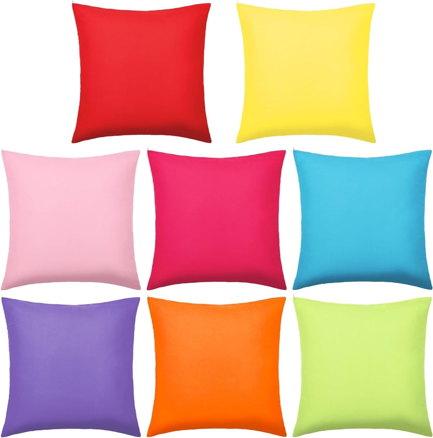 8 Pcs Decorative Throw Pillow Covers Mixed Color Throw Pillow Covers Solid Color Square Pillow Cases for Classroom Couch Bedroom Patio Garden (Covers Only)(Fresh Colors, 18 X 18 Inch)
