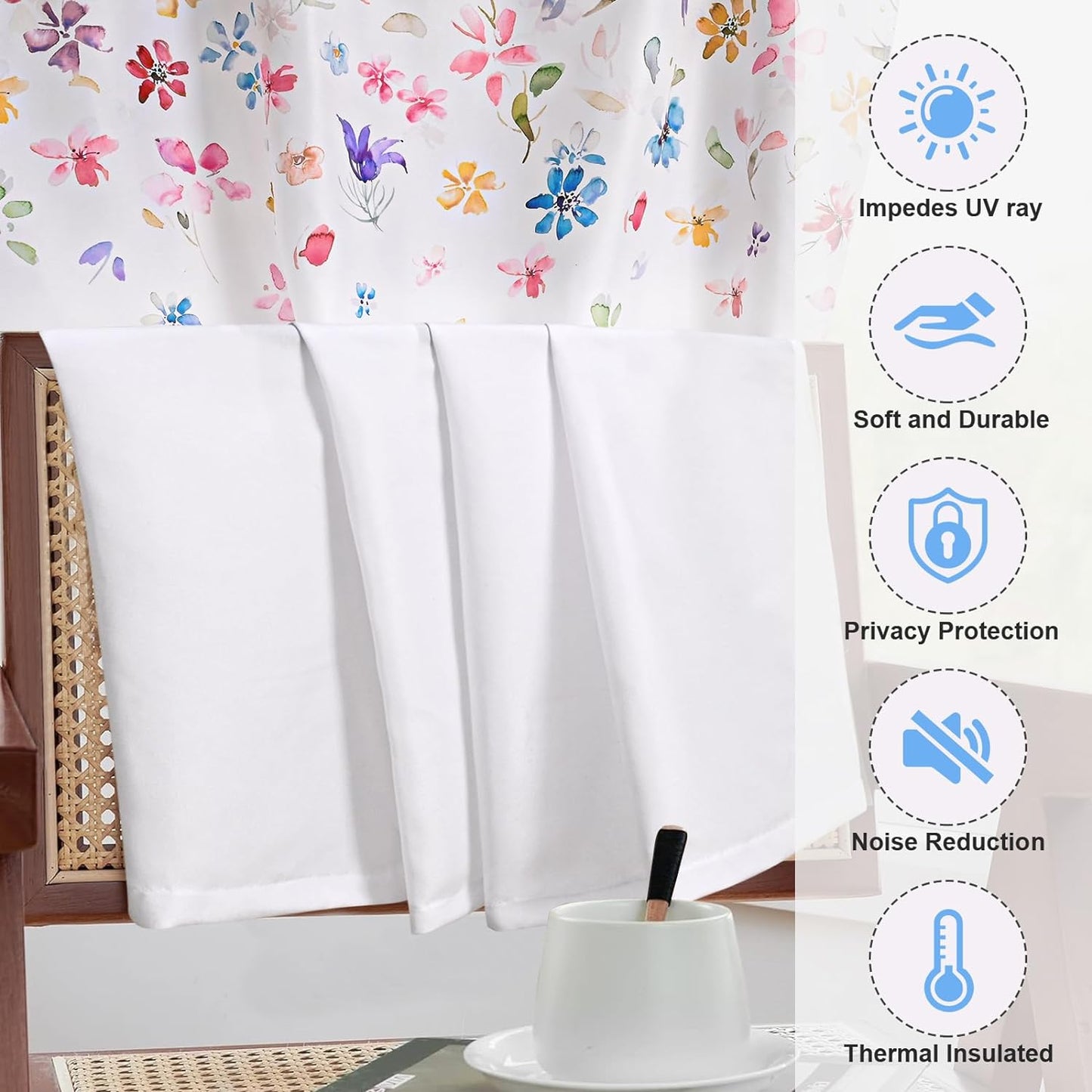 FRAMICS Floral Window Curtains for Living Room Floral Curtains 63 Inch Length 2 Panels Colorful Flowers Curtains for Bedroom Light Filtering Rod Pocket Curtains, 52" W X 63" L  FRAMICS   
