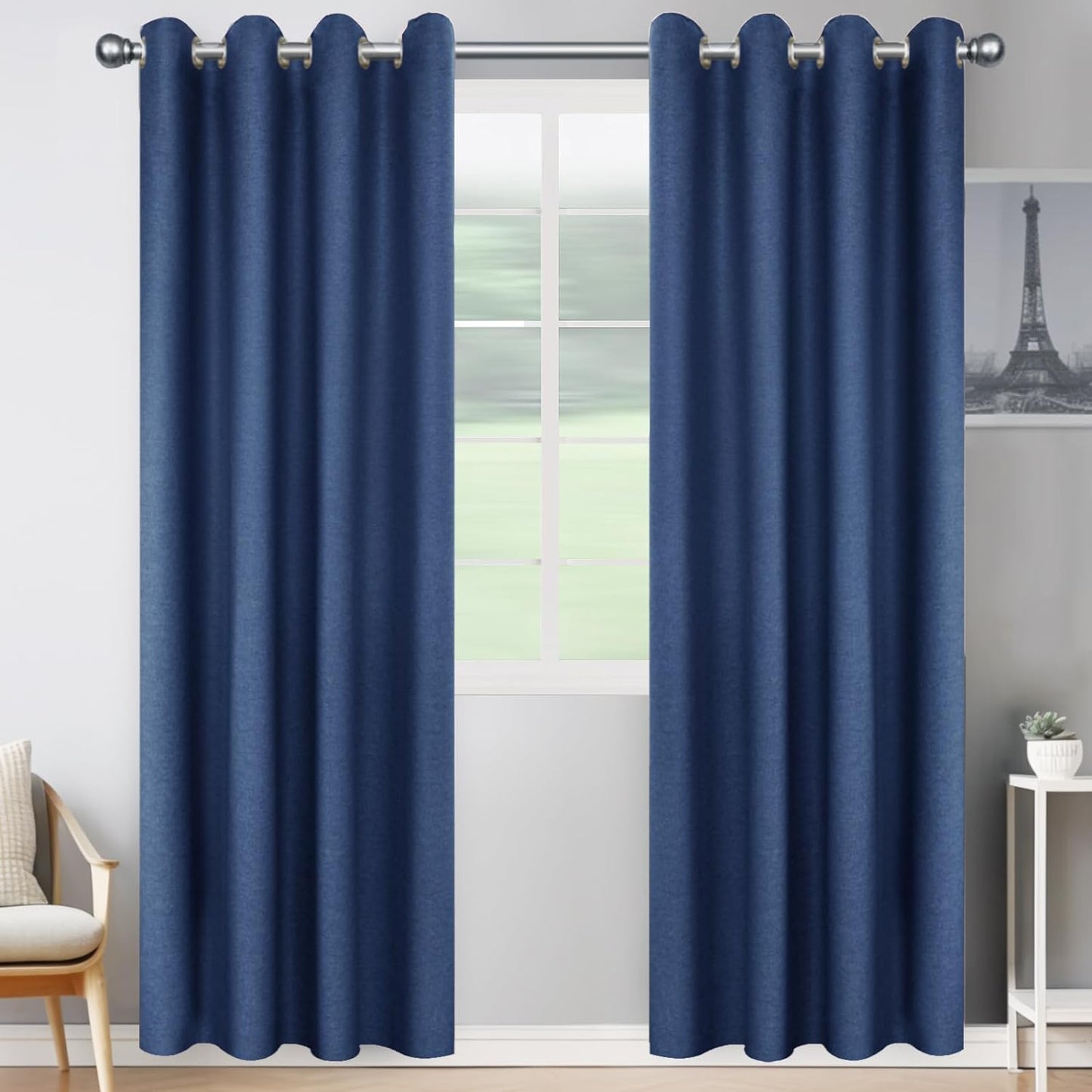 JIVINER Blackout Curtains 84 Inches Long Soundproof Thermal Insulated Curtains/Drapes/Panels for Kid'S Room (Baby Pink, W42 X L84,2 Panels)  JWN E-Commerce Linen Dark Blue W52 X L96 ,2 Panels 