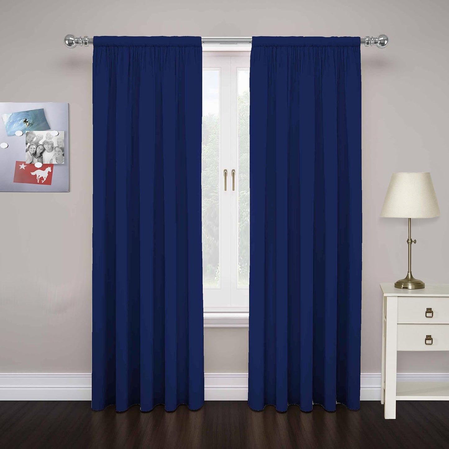 Pairs to Go Cadenza Modern Decorative Rod Pocket Window Curtains for Living Room (2 Panels), 40 in X 84 In, Teal  Keeco LLC Navy 40 In X 84 In 