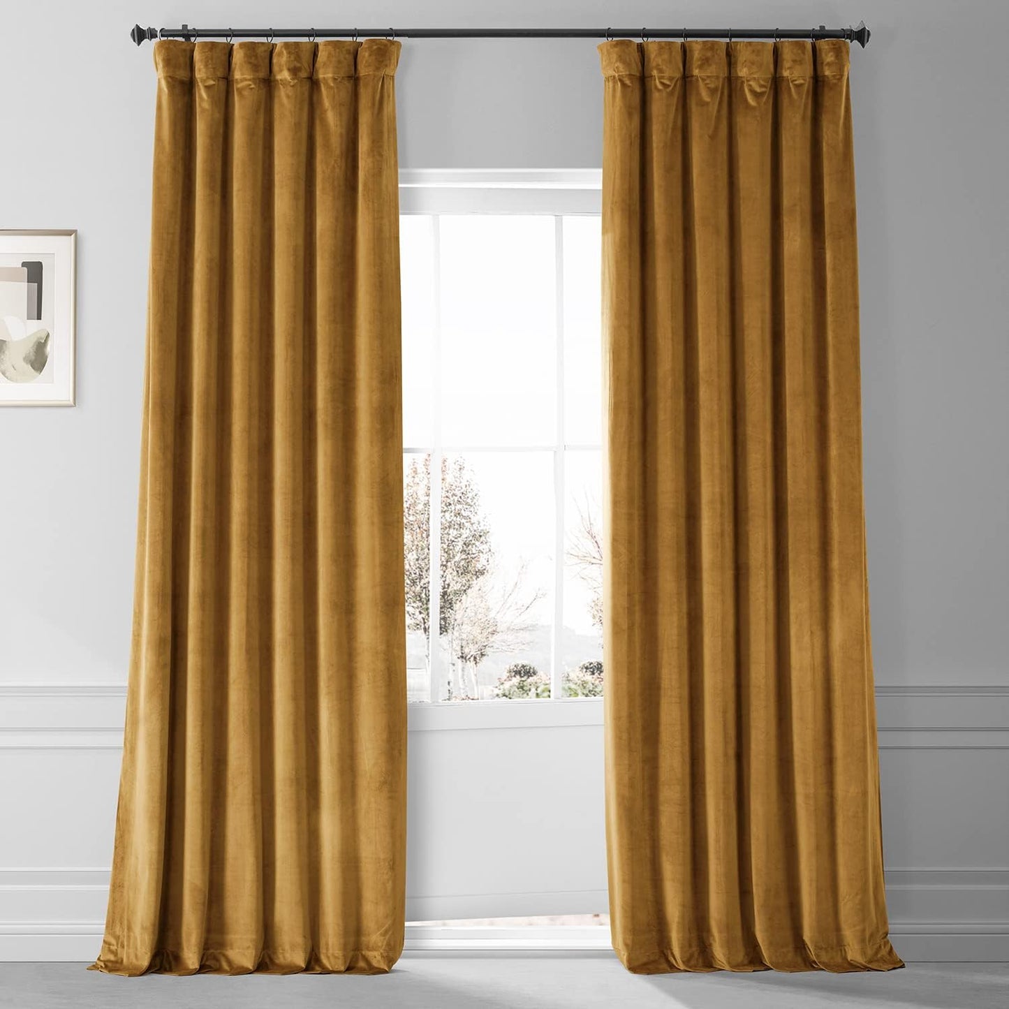 HPD HALF PRICE DRAPES Blackout Solid Thermal Insulated Window Curtain 50 X 96 Signature Plush Velvet Curtains for Bedroom & Living Room (1 Panel), VPYC-SBO198593-96, Diva Cream  Exclusive Fabrics & Furnishings Apple Cider Gold 50 X 108 