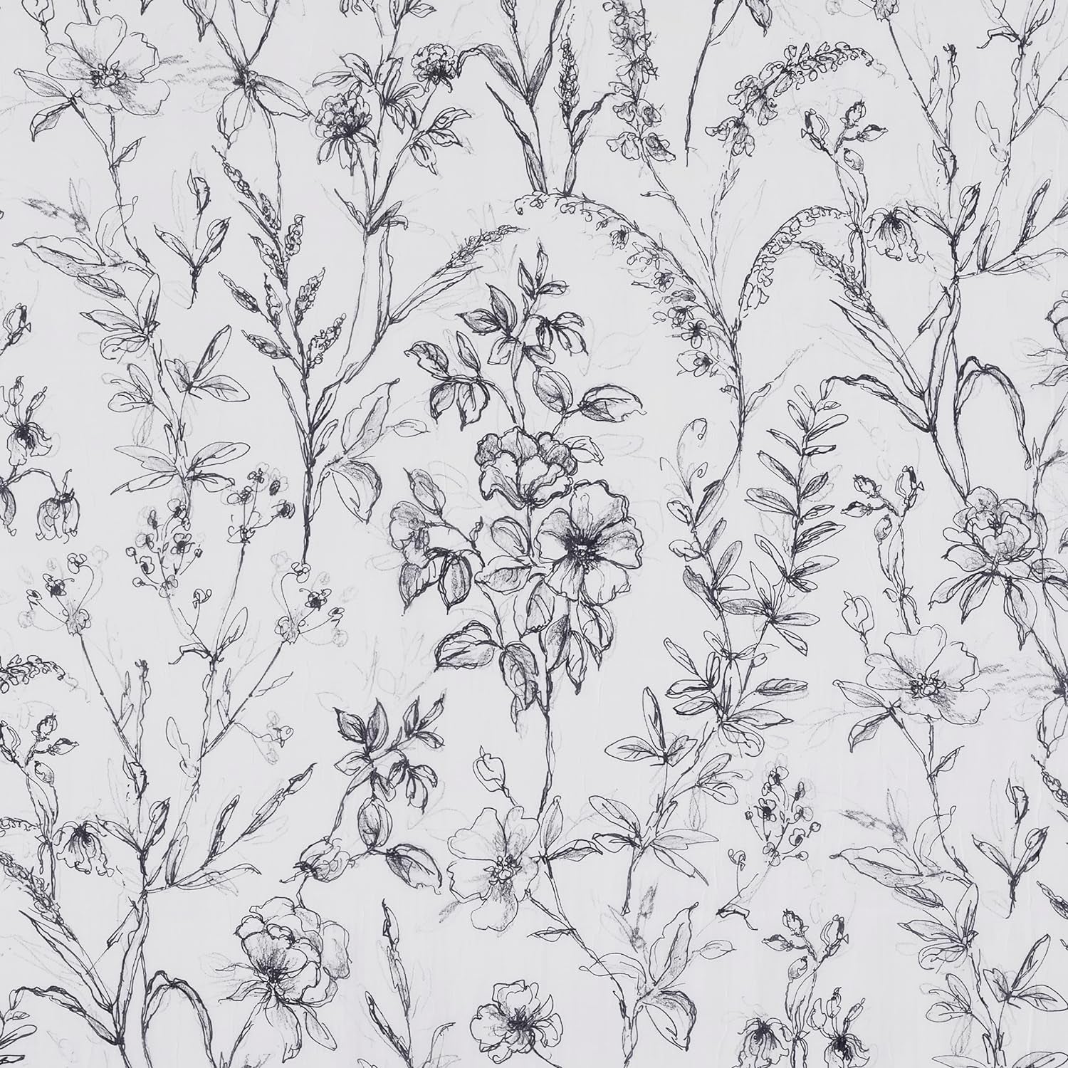 No. 918 Ambree Vintage Floral Sheer Rod Pocket Curtain Panel, 51" X 84", Black/White