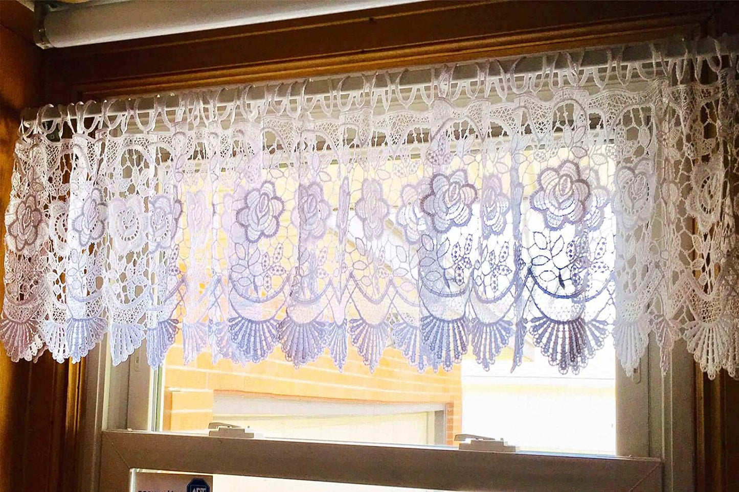 Abandon Girl Beautiful Vintage Valances,Morden Home Decor Curtain Set of 1 Size 35"X11.8"-White