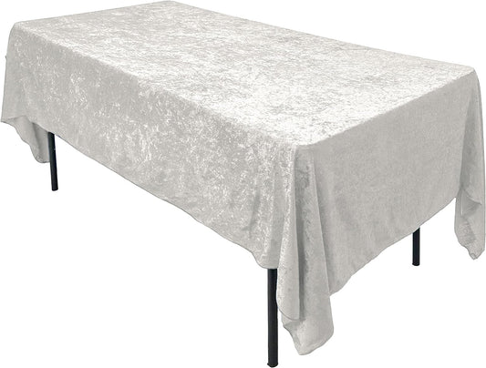 AK TRADING CO. Lush Panne Velvet Tablecloth - 60 X 102 Inch Rectangular Table, White