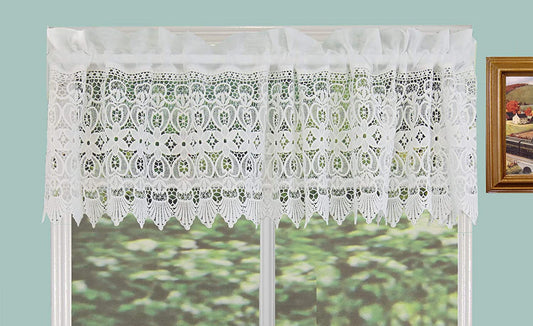 Knitted Lace Kitchen Curtain Valance Ivory 1PC