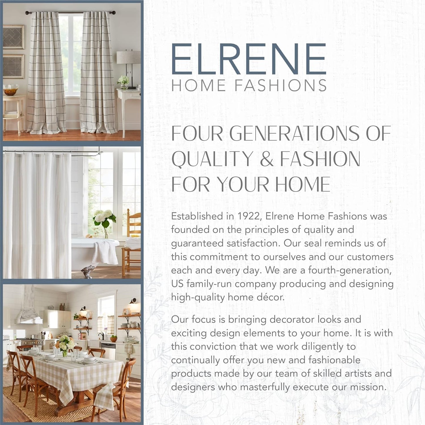 Elrene Home Fashions Farmhouse Living Buffalo-Check Window Curtain Panel, (Black), (52X95)  Elrene Home Fashions   