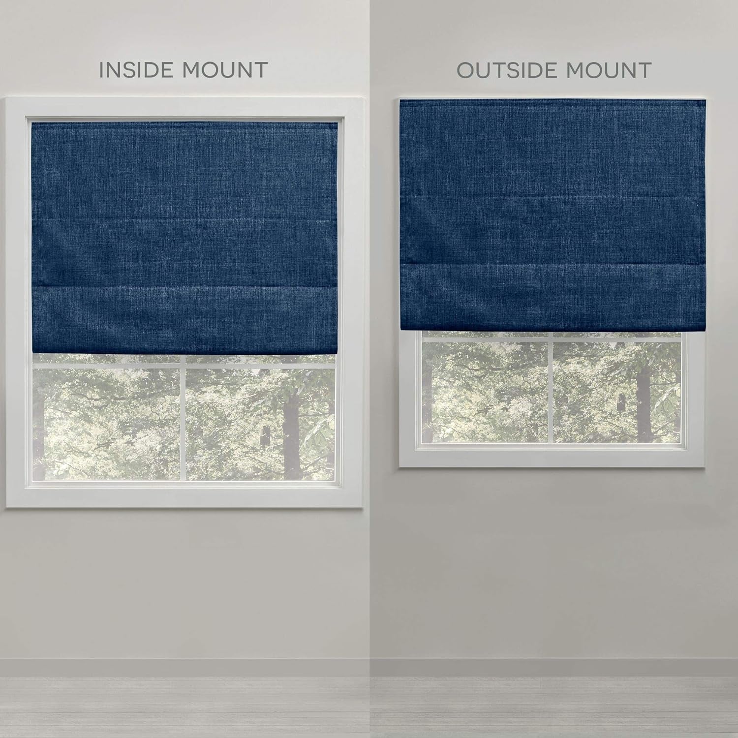 Exclusive Home Curtains Acadia 100% Blackout Roman Shade, 31"X64", Chambray Blue