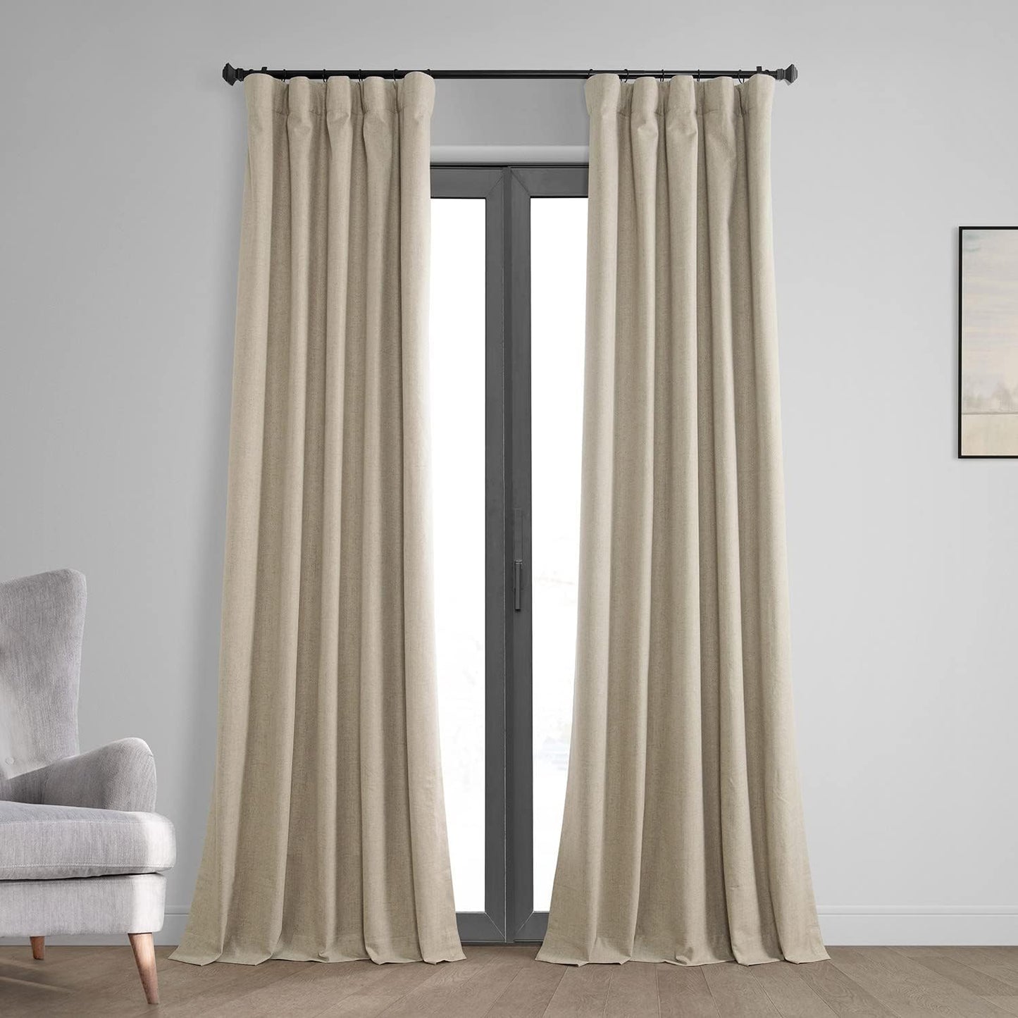 HPD Half Price Drapes Vintage Blackout Curtains for Bedroom - 96 Inches Long Thermal Cross Linen Weave Full Light Blocking 1 Panel Blackout Curtain, (50W X 96L), Millennial Grey  Exclusive Fabrics & Furnishings Light Tan 50W X 108L 
