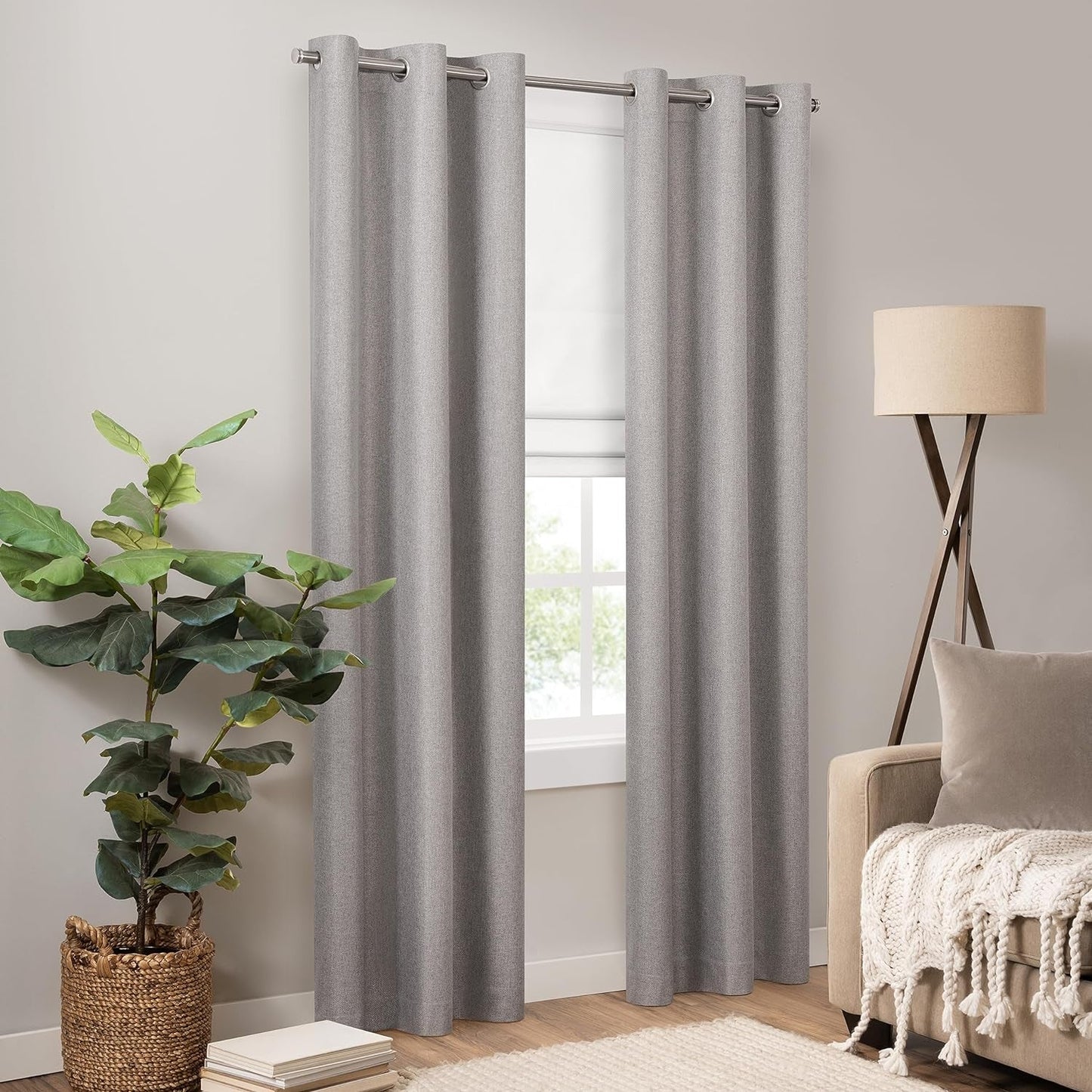Eclipse Lane Cordless Roman Shades for Windows, Room Darkening, 27 in Wide X 64 in Long, Noise Reducing and Energy Efficient Window Treatments for Living Room, Bedroom or Office, Grey