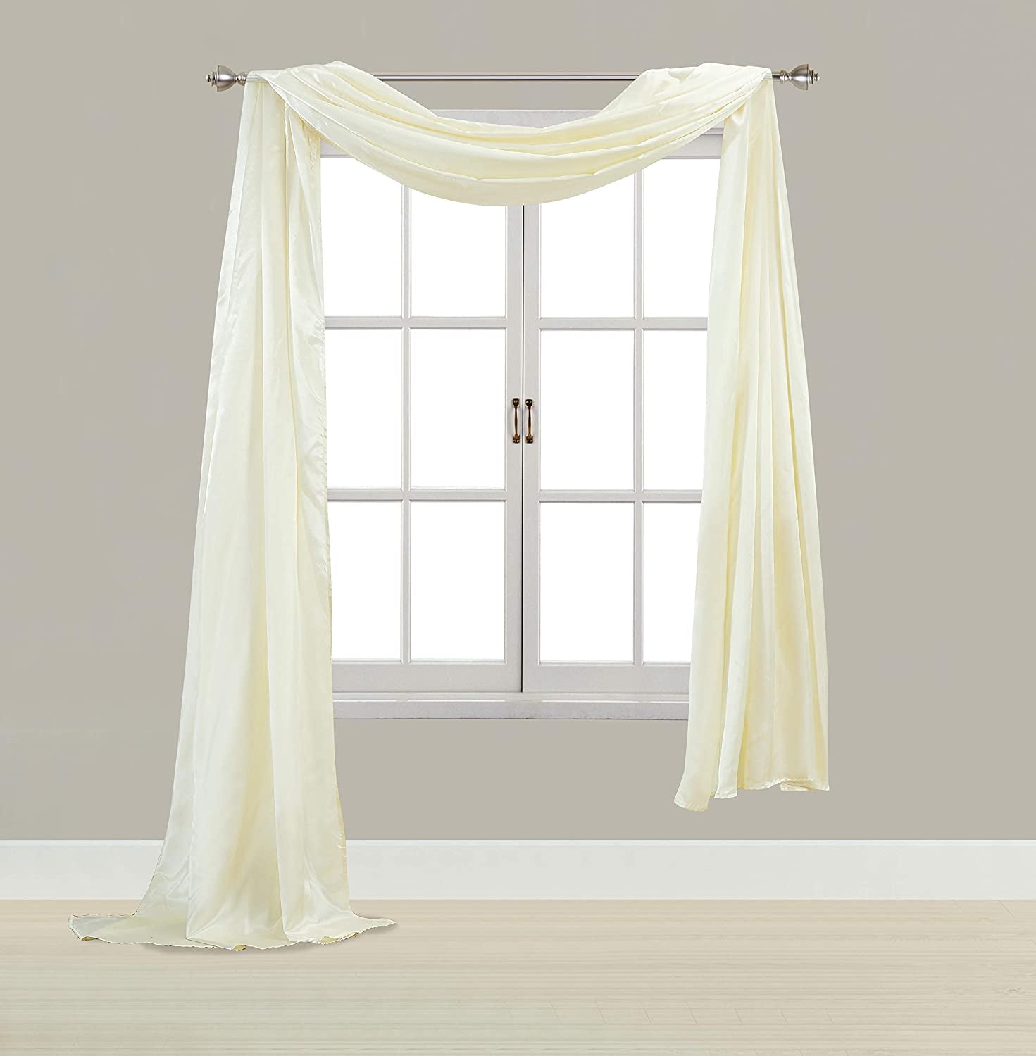 Elitehomeproducts Satin Window Scarf, Swag Valance, Fully Stitched & Hemmed