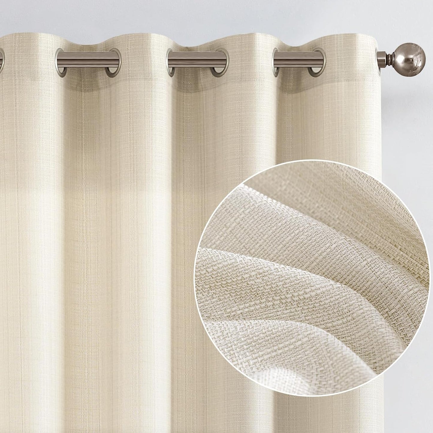 COLLACT White Linen Textured Curtains 84 Inch Length 2 Panels for Living Room Casual Weave Light Filtering Semi Sheer Curtains & Drapes for Bedroom Grommet Top Window Treatments, W38 X L84, White  COLLACT Grommet Heathered Beige W52 X L84 