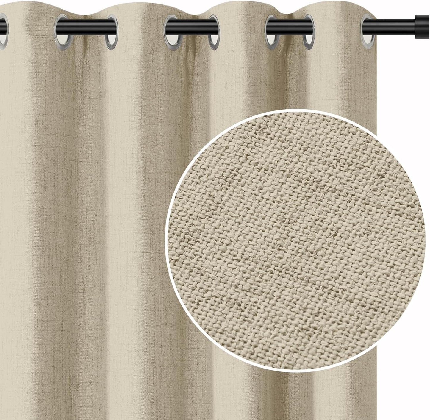 INOVADAY Blackout Curtains 63 Inch Length 2 Panels Set, Thermal Insulated Linen Blackout Curtains & Drapes Grommet Room Darkening Curtains for Bedroom Living Room- Dark Grey, W50 X L63  INOVADAY Natural Flax 50"W X 96"L 