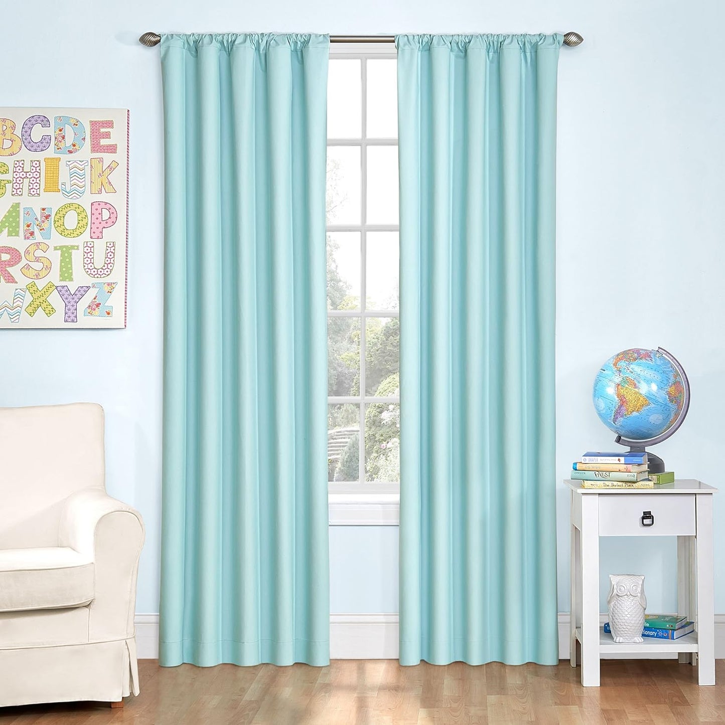 ECLIPSE Blackout Thermal Rod Pocket Window Curtain for Bedroom or Nursery (1 Panel)  Keeco LLC Blue 42 In X 63 In 