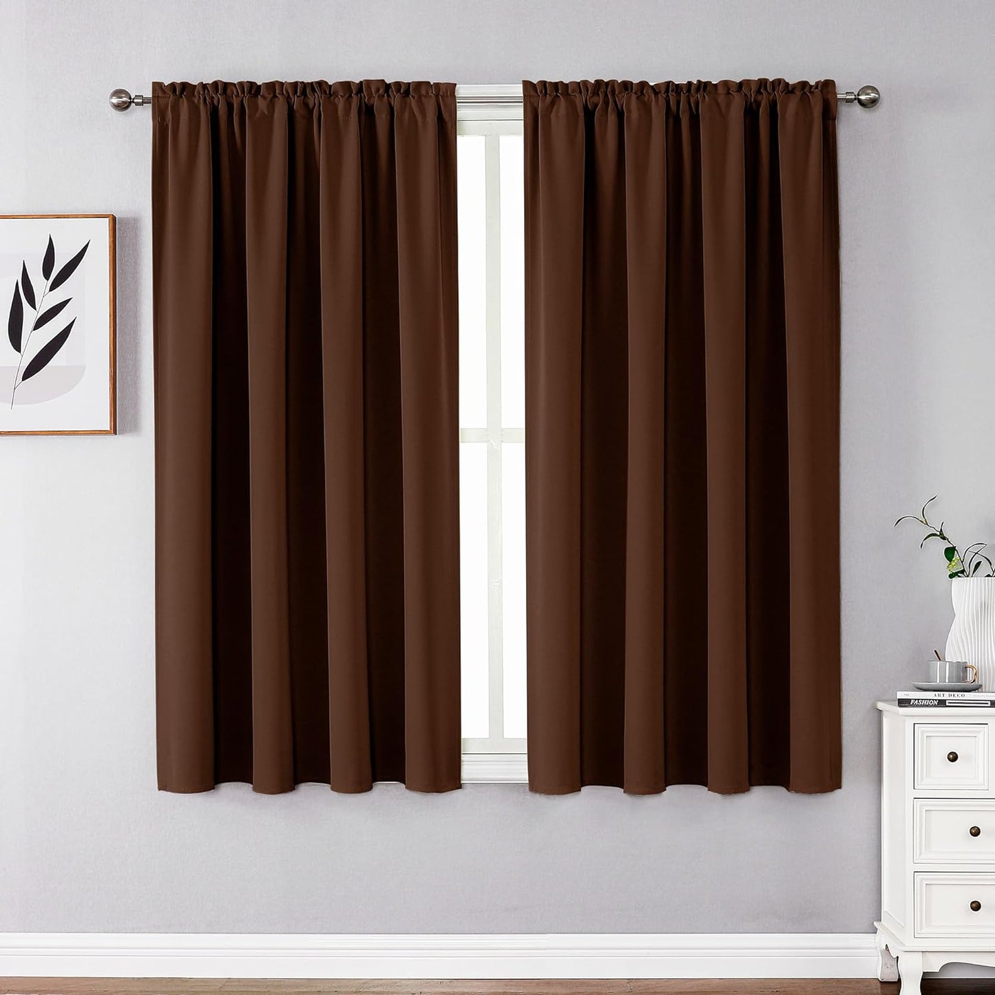 CUCRAF Blackout Curtains 84 Inches Long for Living Room, Light Beige Room Darkening Window Curtain Panels, Rod Pocket Thermal Insulated Solid Drapes for Bedroom, 52X84 Inch, Set of 2 Panels  CUCRAF Chocolate 52W X 54L Inch 2 Panels 