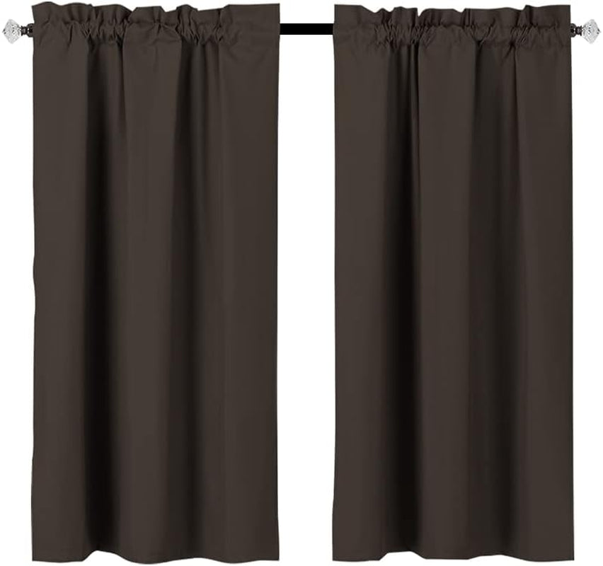 Easy Home Blackout Tier Curtain for Kitchen, Bathroom, Living Room, Thermal Insulated, Room Darkening, Rod Pocket Curtain,2 Panels 36" (W) X36 (L) (Black)  Easy Home Chocolate 36"X54" 