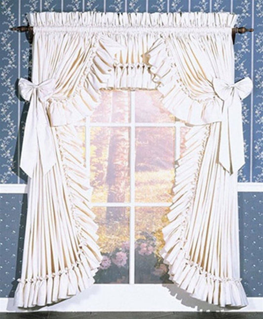 Carolina Country Priscilla Curtain 100W X 45L White  Prestige Ruffled Curtains   